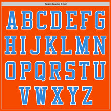 Load image into Gallery viewer, Custom Orange White-Powder Blue Bomber Varsity Letterman Two Tone Zipper Jacket