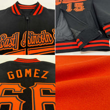 Load image into Gallery viewer, Custom Orange Navy-Powder Blue Bomber Varsity Letterman Two Tone Zipper Jacket