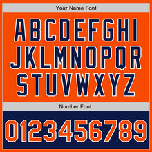 Load image into Gallery viewer, Custom Orange White-Navy Bomber Varsity Letterman Two Tone Zipper Jacket