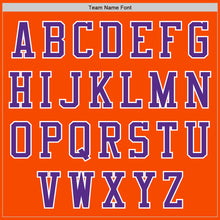 Load image into Gallery viewer, Custom Orange White-Purple Bomber Varsity Letterman Two Tone Zipper Jacket