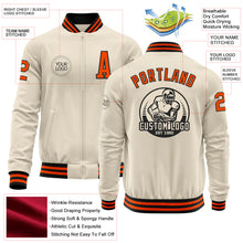 Load image into Gallery viewer, Custom Cream Orange-Black Bomber Varsity Letterman Zipper Jacket