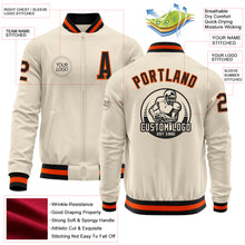 Load image into Gallery viewer, Custom Cream Black-Orange Bomber Varsity Letterman Zipper Jacket