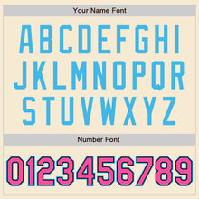 Load image into Gallery viewer, Custom Cream Pink Black-Sky Blue Bomber Varsity Letterman Zipper Jacket