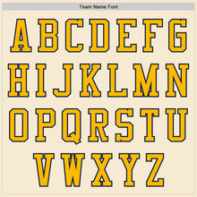 Load image into Gallery viewer, Custom Cream Gold-Navy Bomber Varsity Letterman Zipper Jacket