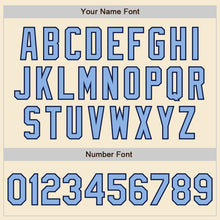 Load image into Gallery viewer, Custom Cream Light Blue-Navy Bomber Varsity Letterman Zipper Jacket