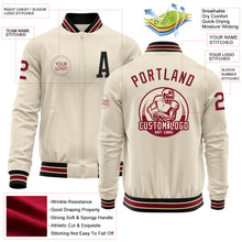 Load image into Gallery viewer, Custom Cream Crimson Black-City Cream Bomber Varsity Letterman Zipper Jacket