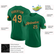 Load image into Gallery viewer, Custom Kelly Green Old Gold-Black Performance T-Shirt