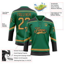 Load image into Gallery viewer, Custom Kelly Green Old Gold-Black Hockey Lace Neck Jersey