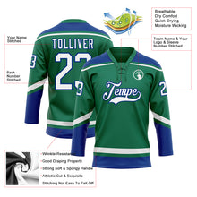 Load image into Gallery viewer, Custom Kelly Green White-Royal Hockey Lace Neck Jersey