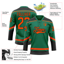 Load image into Gallery viewer, Custom Kelly Green Orange-Black Hockey Lace Neck Jersey
