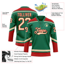 Load image into Gallery viewer, Custom Kelly Green City Cream-Red Hockey Lace Neck Jersey