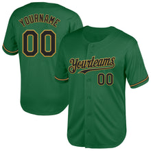 Load image into Gallery viewer, Custom Kelly Green Black-Old Gold Mesh Authentic Throwback Baseball Jersey