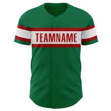 Load image into Gallery viewer, Custom Kelly Green White-Red Authentic Baseball Jersey