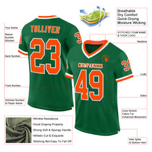 Load image into Gallery viewer, Custom Kelly Green Orange-White Mesh Authentic Throwback Football Jersey