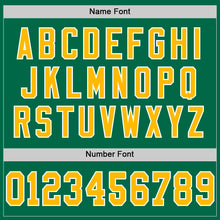 Load image into Gallery viewer, Custom Kelly Green Gold-White Mesh Authentic Throwback Football Jersey