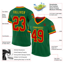 Load image into Gallery viewer, Custom Kelly Green Red-Gold Mesh Authentic Throwback Football Jersey