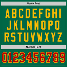 Load image into Gallery viewer, Custom Kelly Green Red-Gold Mesh Authentic Throwback Football Jersey