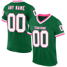Load image into Gallery viewer, Custom Kelly Green White-Pink Mesh Authentic Throwback Football Jersey