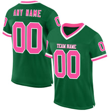 Load image into Gallery viewer, Custom Kelly Green Pink-White Mesh Authentic Throwback Football Jersey