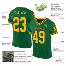Load image into Gallery viewer, Custom Kelly Green Gold-Black Mesh Authentic Throwback Football Jersey