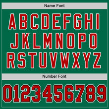 Load image into Gallery viewer, Custom Kelly Green Red-Black Mesh Authentic Throwback Football Jersey