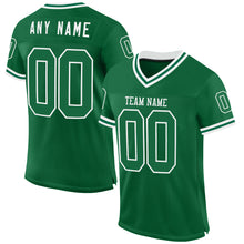 Load image into Gallery viewer, Custom Kelly Green White Mesh Authentic Throwback Football Jersey