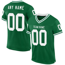 Load image into Gallery viewer, Custom Kelly Green White Mesh Authentic Throwback Football Jersey
