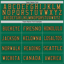 Load image into Gallery viewer, Custom Kelly Green Old Gold-Black Mesh Authentic Throwback Football Jersey