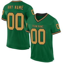 Load image into Gallery viewer, Custom Kelly Green Old Gold-Black Mesh Authentic Throwback Football Jersey