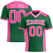 Load image into Gallery viewer, Custom Kelly Green Pink-White Authentic Football Jersey