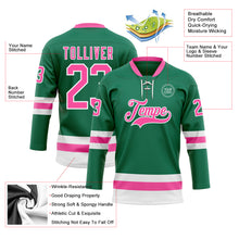 Load image into Gallery viewer, Custom Kelly Green Pink-White Hockey Lace Neck Jersey