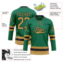 Load image into Gallery viewer, Custom Kelly Green Old Gold-Black Hockey Lace Neck Jersey