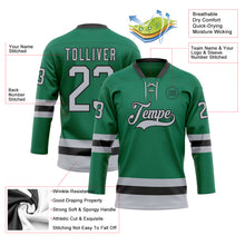 Load image into Gallery viewer, Custom Kelly Green Gray-Black Hockey Lace Neck Jersey