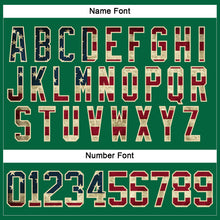 Load image into Gallery viewer, Custom Kelly Green Vintage USA Flag Cream-Black Hockey Lace Neck Jersey