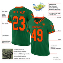 Load image into Gallery viewer, Custom Kelly Green Orange-Black Mesh Authentic Throwback Football Jersey