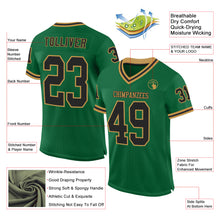 Load image into Gallery viewer, Custom Kelly Green Black-Old Gold Mesh Authentic Throwback Football Jersey