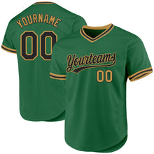 Load image into Gallery viewer, Custom Kelly Green Black-Old Gold Authentic Throwback Baseball Jersey