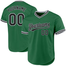 Load image into Gallery viewer, Custom Kelly Green Black-Gray Authentic Throwback Baseball Jersey