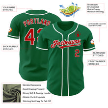 Load image into Gallery viewer, Custom Kelly Green Red-White Authentic Baseball Jersey