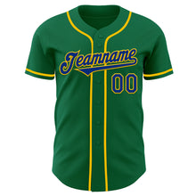 Load image into Gallery viewer, Custom Kelly Green Royal-Yellow Authentic Baseball Jersey