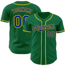 Load image into Gallery viewer, Custom Kelly Green Royal-Yellow Authentic Baseball Jersey