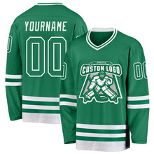 Load image into Gallery viewer, Custom Kelly Green White Hockey Jersey