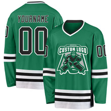 Load image into Gallery viewer, Custom Kelly Green Black-White Hockey Jersey