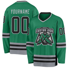 Load image into Gallery viewer, Custom Kelly Green Black-Gray Hockey Jersey