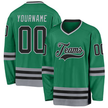 Load image into Gallery viewer, Custom Kelly Green Black-Gray Hockey Jersey