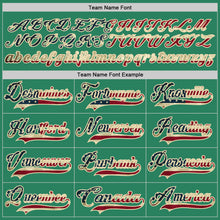 Load image into Gallery viewer, Custom Kelly Green Vintage USA Flag Cream-Red Hockey Jersey