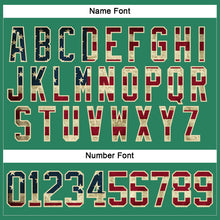 Load image into Gallery viewer, Custom Kelly Green Vintage USA Flag Cream-Red Hockey Jersey