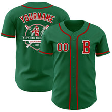 Load image into Gallery viewer, Custom Kelly Green Red-White Authentic Baseball Jersey