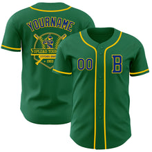 Load image into Gallery viewer, Custom Kelly Green Royal-Yellow Authentic Baseball Jersey