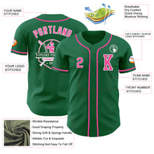 Load image into Gallery viewer, Custom Kelly Green Pink-White Authentic Baseball Jersey